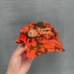 Vintage Cobra Sanders Supply Hat Orange Brown Tie Dye Camo Snapback OSFM